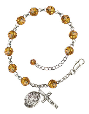 Our Lady of Mercy Rosary Bracelet - Sterling Silver - November - Topaz