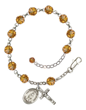 Virgin of the Globe Rosary Bracelet - Sterling Silver - November - Topaz