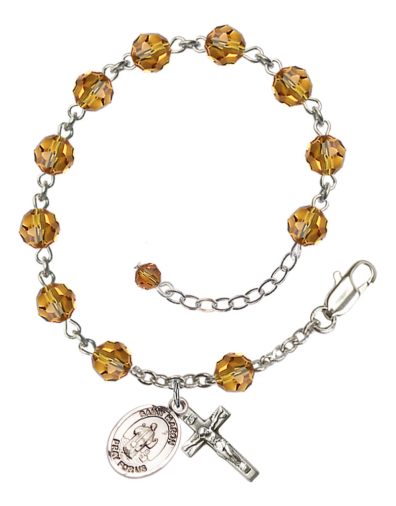 Saint Maron Rosary Bracelet - Sterling Silver - November - Topaz