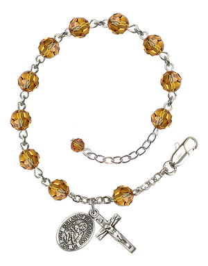 Our Lady of Precious Blood Rosary Bracelet - Sterling Silver - November - Topaz