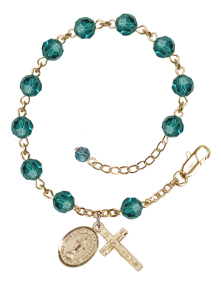 Our Lady of All Nations Rosary Bracelet - 14K Gold Filled - December - Zircon