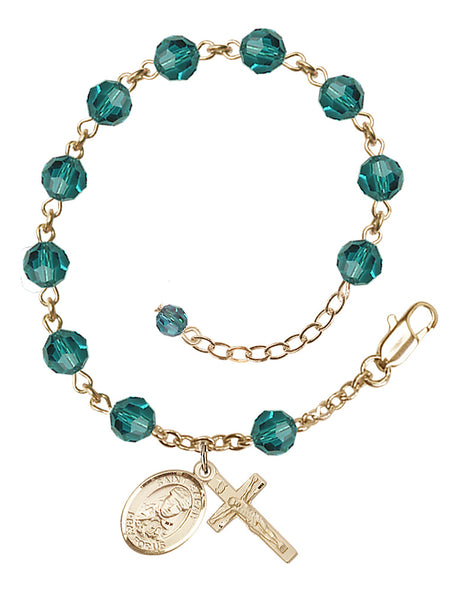Saint Sarah Rosary Bracelet - 14K Gold - December - Zircon