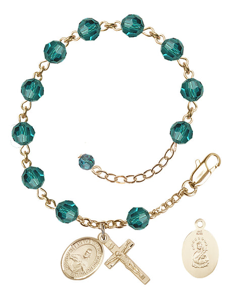 Scapular Rosary Bracelet - 14K Gold - December - Zircon