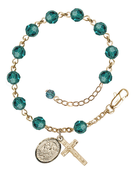 Saint Cecilia Marching Band Rosary Bracelet - 14K Gold - December - Zircon