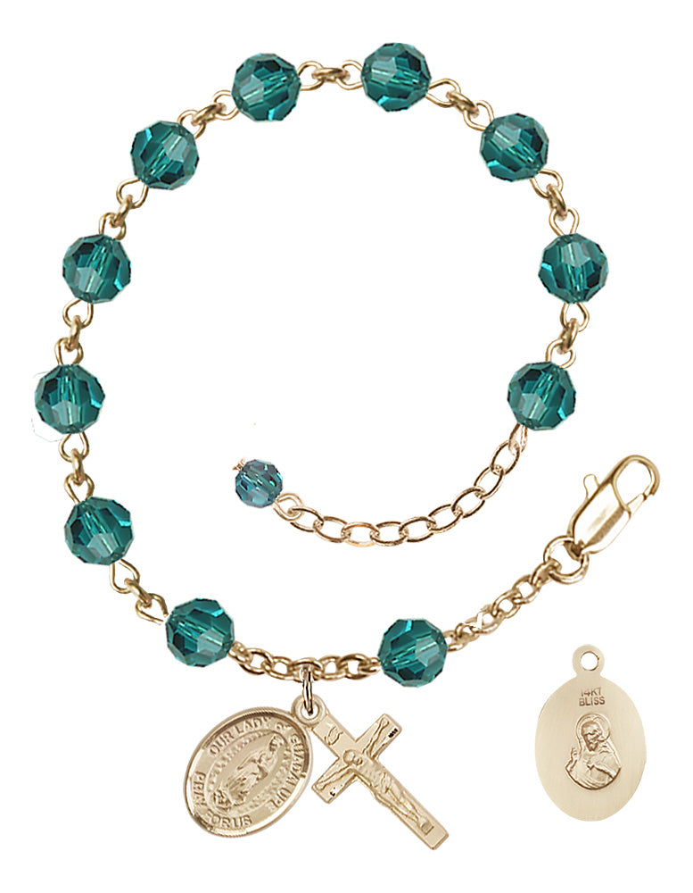 Our Lady of Guadalupe Rosary Bracelet - 14K Gold - December - Zircon