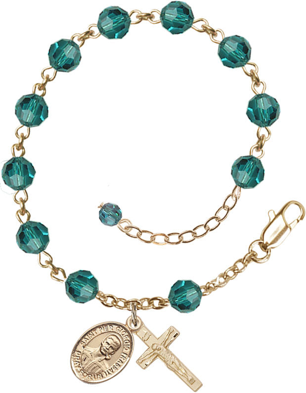 Blessed Pier Giorgio Frassati Rosary Bracelet - 14K Gold - December - Zircon