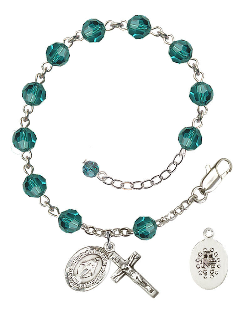 Miraculous Rosary Bracelet - Sterling Silver - December - Zircon