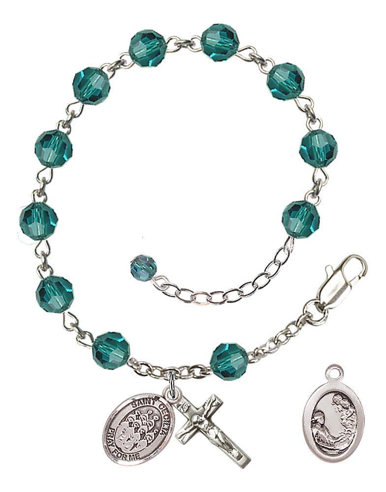 Saint Cecilia Choir Rosary Bracelet - Sterling Silver - December - Zircon