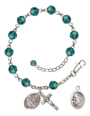 Saint Cecilia Choir Rosary Bracelet - Sterling Silver - December - Zircon
