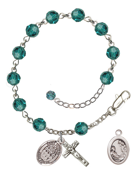 Saint Cecilia Choir Rosary Bracelet - Sterling Silver - December - Zircon