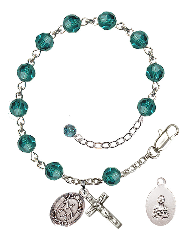 Saint Kateri Equestrian Rosary Bracelet - Sterling Silver - December - Zircon