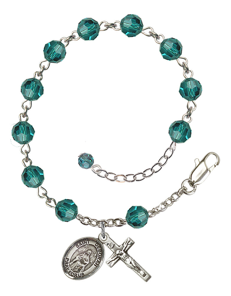 Saint Deborah Rosary Bracelet - Sterling Silver - December - Zircon