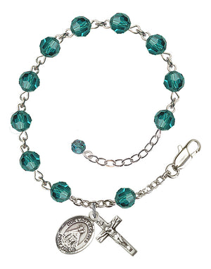 Our Lady of Olives Rosary Bracelet - Sterling Silver - December - Zircon