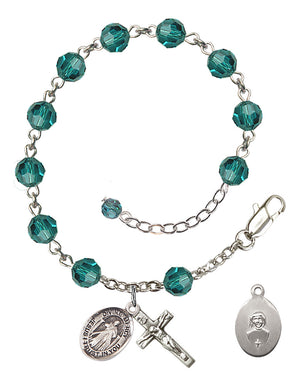 Divine Mercy Rosary Bracelet - Sterling Silver - December - Zircon