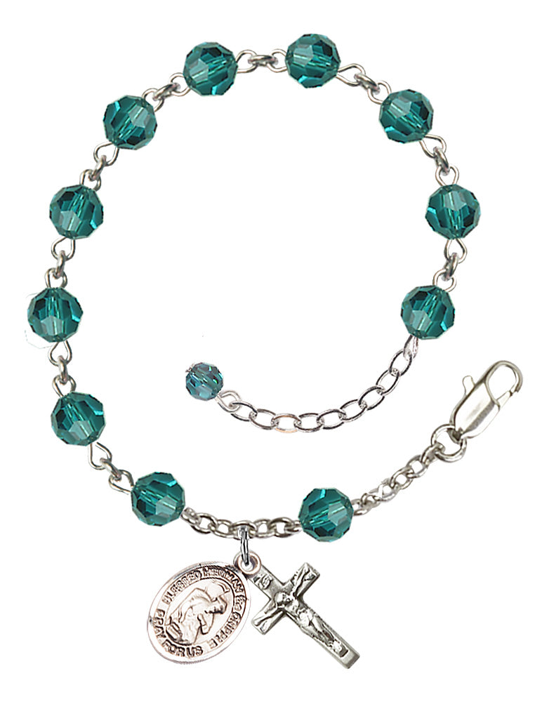 Blessed Herman the Cripple Rosary Bracelet - Sterling Silver - December - Zircon