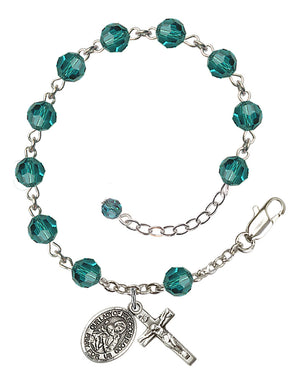 Our Lady of Precious Blood Rosary Bracelet - Sterling Silver - December - Zircon