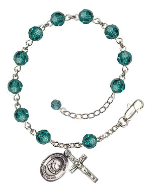 Saint John XXIII Rosary Bracelet - Sterling Silver - December - Zircon