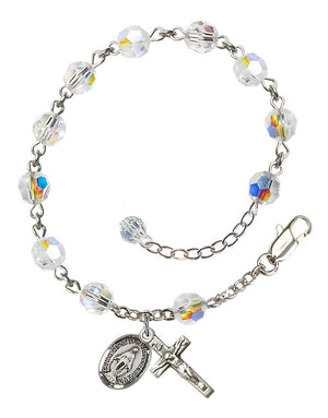 6mm Aurora Borealis Crystal Miraculous Rosary Bracelet - Sterling Silver