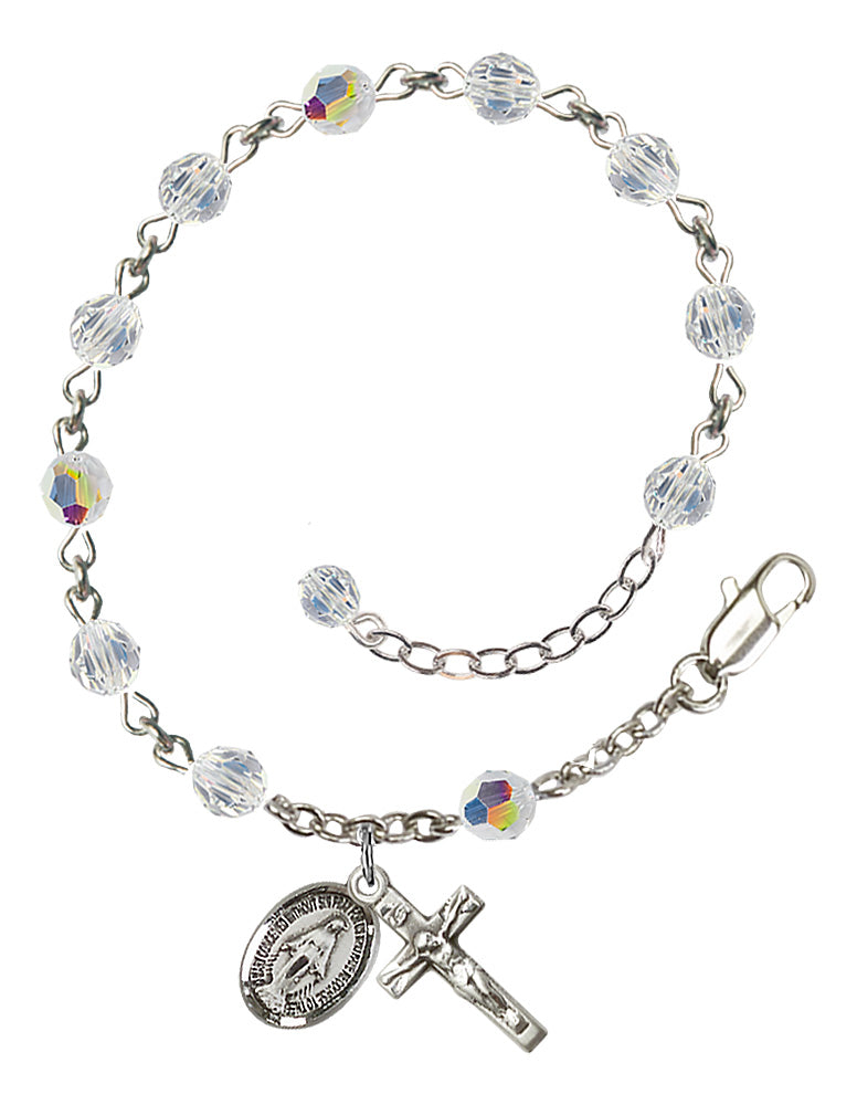 5mm Aurora Borealis Crystal Miraculous Rosary Bracelet - Sterling Silver