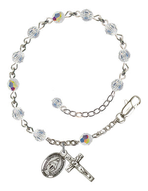 5mm Aurora Borealis Crystal Miraculous Rosary Bracelet - Sterling Silver