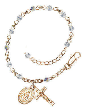 3mm Aurora Borealis Crystal Miraculous Rosary Bracelet - 14K Gold Filled