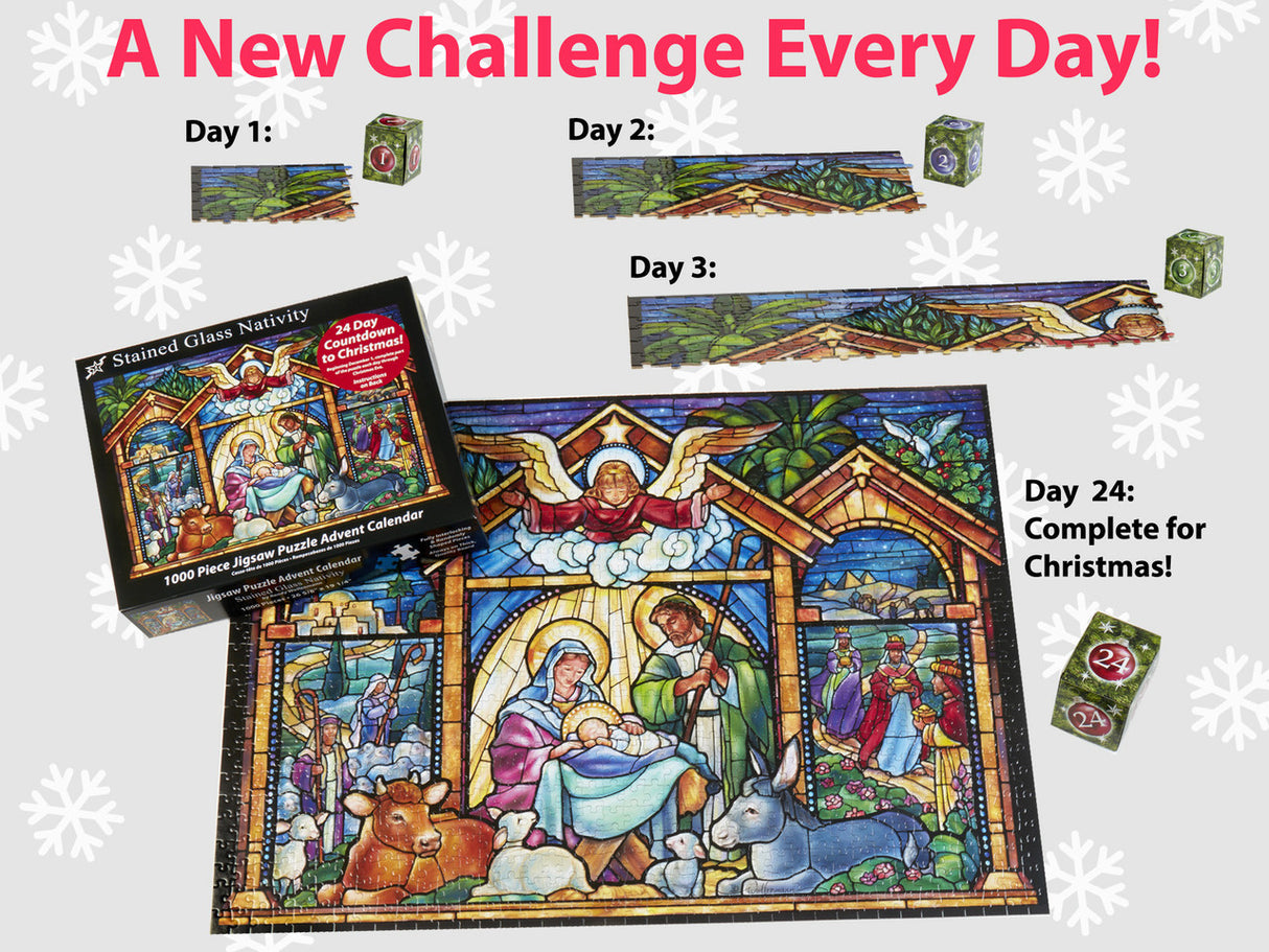 Stained Glass Nativity Jigsaw Puzzle Advent Calendar