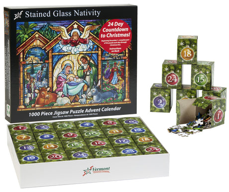 Stained Glass Nativity Jigsaw Puzzle Advent Calendar