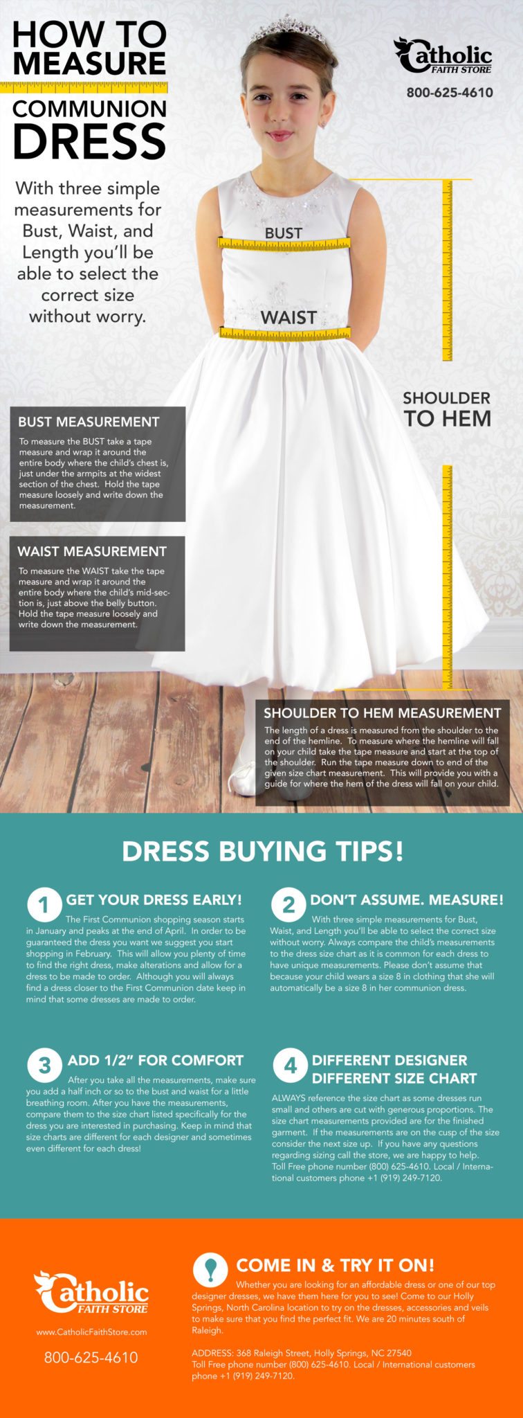 Tips on measuring for a first communion dress