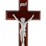 Standing Dark Cherry Crucifix with Base- 10 inch