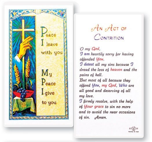 Act of Contrition White Prayer Card