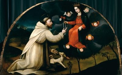 Saint Dominic Receives the Rosary e1509986422949